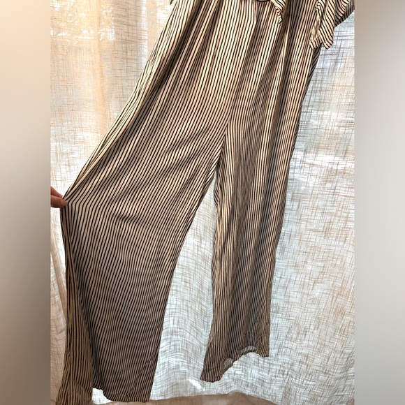 Audrey 3 Plus 1 Black and White Striped Jumpsuit with Cutout and Flared Sleeves. - Picture 12 of 16